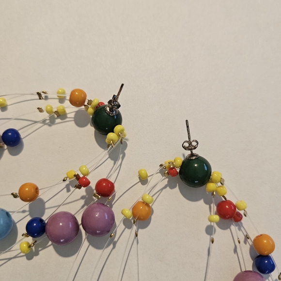 NWT Abstract Colorful Statement Earrings Beaded Maximalism Bohemian Whimsigoth - Picture 4 of 5